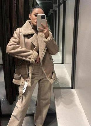 Жіноча дублянка еко хутро. зимняя дубльонка дубленка с м л