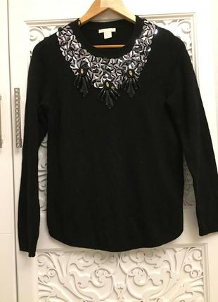 Кофта свитер пайетки шерсть h&m