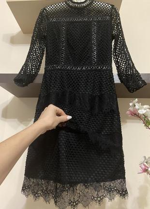 Кружевное платье мини платье мини, черное платье, кружевное платье,2 фото