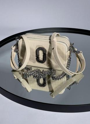 Женская сумка marc jacobs the croc embossed beige