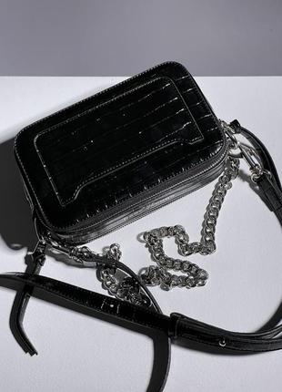 Женская сумка marc jacobs the croc embossed black3 фото