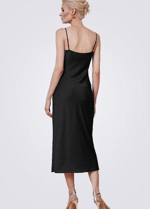 Платье комбинация миди шелковое, черное2 фото