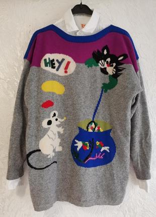 Вовняний вінтажний светр туніка від joye + fun