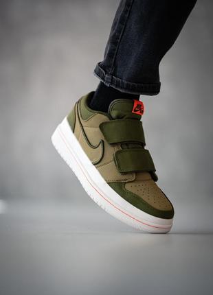 Мужские кроссовки nike air jordan 1 low double strap khaki premium хаки