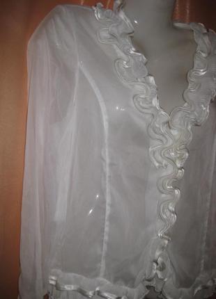 Шикарна прозора сексі блузка пеньюар накидка з рюшами оборкою нарядна легка emotions великий розмір6 фото