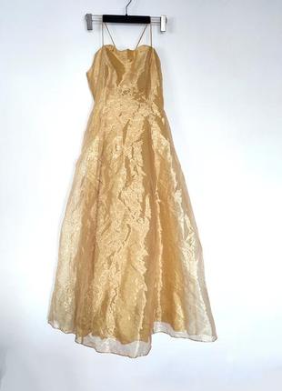 Yve london платье длинное бальное бель желтое золотое платье женское пышное с подюбником фатиновая английская1 фото