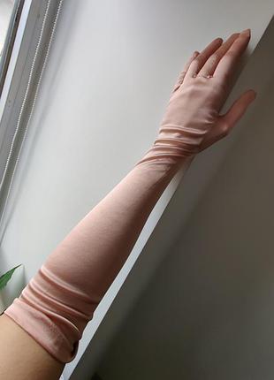 Рукавички атласні довжина до ліктя 48см 53см