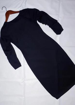 Классическая черное миди платье плотная ткань по фигуре длинный рукав новогоднее3 фото