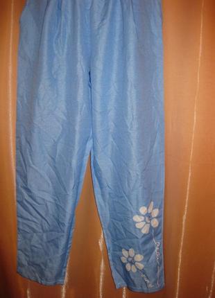 Удобные на резинке пижамные спальни штаны   брюки длинные с карманами км1891 на длинные ноги хл xl6 фото