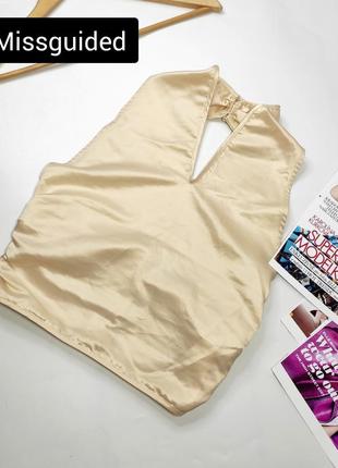 Кроптоп женский персикового цвета атласный от бренда missguided tall xs