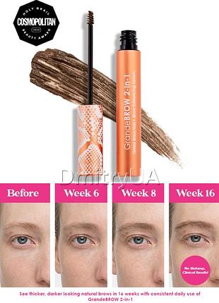 Гель сироватка для росту бровей grande cosmetics 2-in-1 brow enhancing serum tinted gel medium 1 мл2 фото