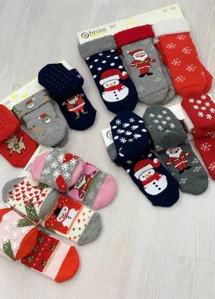 Набор новогодних носков для малышей/детские новогодние носки для малышей набор из 3-х пар фирмы bross/носочки новогодние