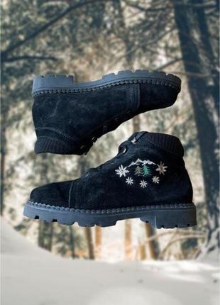 Зимние замшевые ботинки picnic черные утепленные