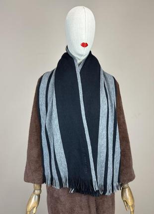 Hugo boss шарф базовый черный серый бахрома унисекс большой размер шерсть шерсть шерсть шерсть, вышитый шаль4 фото