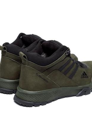 Мужские зимние кожаные ботинки adidas terrex green