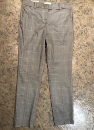 Брюки  классика в клетку светлые  -h&m slacks regvlar waist(на талии) р евро-42 сток. реальные фото!