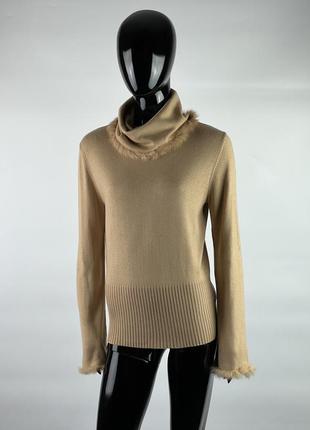 Свитер с горлом шелк кашемир мех кролика премиум бренд luisa cerano