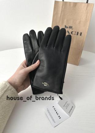 Жіночі брендові шкіряні рукавички coach leather tech gloves оригінал перчатки коач коуч шкіра на подарунок дружині подарунок дівчині
