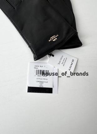 Coach leather tech gloves брендовые женские кожаные перчатки оригинал кожа на подарок...