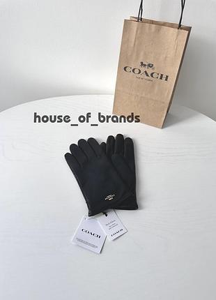Coach leather tech gloves брендовые женские кожаные перчатки оригинал кожа на подарок...