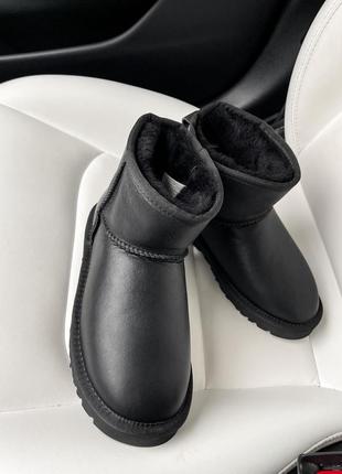 Угги угги угг ugg mini black leather3 фото