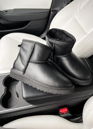 Угги угги угг ugg mini black leather1 фото