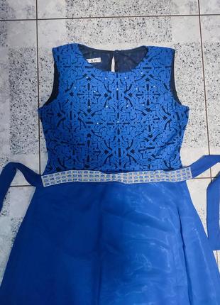 Праздничное длинное синее платье2 фото