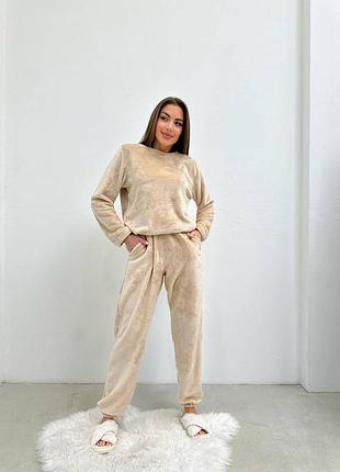 Тепла махрова піжама / домашній плюшевий костюм