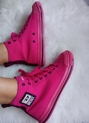 Хайтопи diesel рожеві,кросівки високі,хайтопи barbie style, кеди1 фото