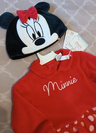 Велюровый костюмчик минные minnie mouse 1-3 мес