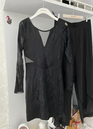 Черное кружевное платье mohito