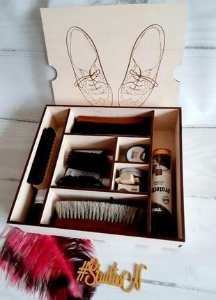 Коробка для обувных щеток ,кремов и обувной косметики 36х32х10 см.2 фото