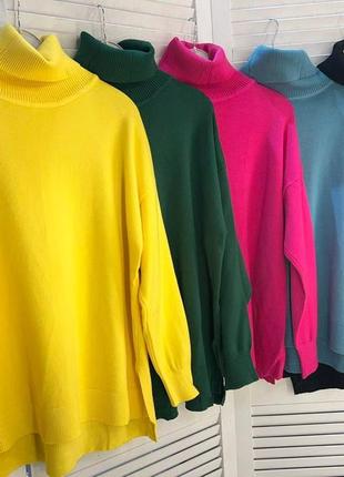 Кофта свитер с горлом беж мягко розовый желтый зеленый2 фото