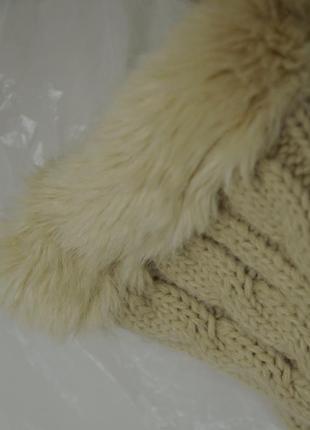 Гетры митенки искусственный мех вязаные бежевые помпоны пушистые белые меховые меховые...