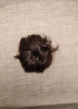 Резинка для волосся зі штучного волосся коричневий5 фото