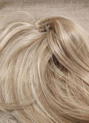 Резинка для волосся зі штучного волосся блонд5 фото