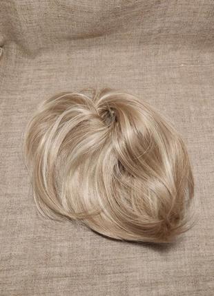 Резинка для волосся зі штучного волосся блонд2 фото