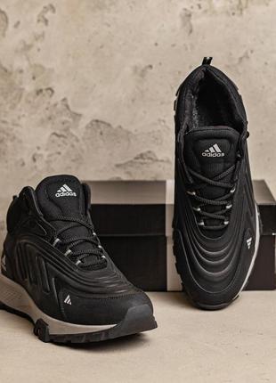 Мужские зимние кожаные ботинки adidas originals ozelia black5 фото