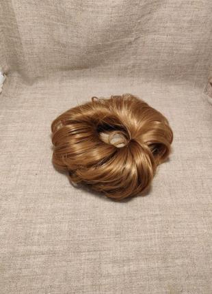 Резинка для волосся зі штучного волосся золотий3 фото