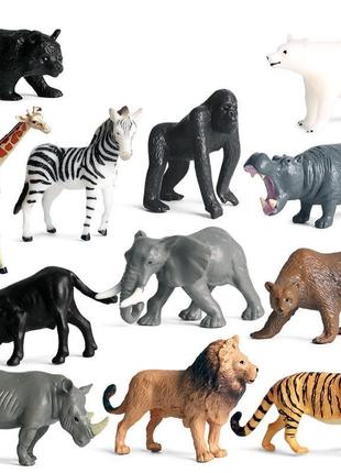 Набір фігурок дикі тварини resteq 12 шт. ігрові фігурки дикі тварини. іграшки wild animals