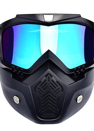 Мотоциклетна маска-трансформер resteq! окуляри, лижна маска, для катання на велосипеді чи квадроциклі