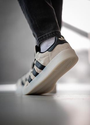 Стильні чоловічі кросівки adidas campus 00s beige black бежеві з чорним10 фото