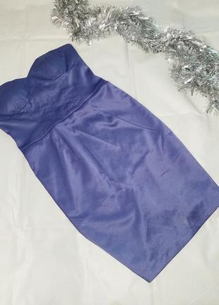 Вечірня ошатна міді сукня корсет бандо бюсти сизого кольору пуш ап 2023 20243 фото