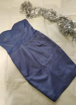 Вечірня ошатна міді сукня корсет бандо бюсти сизого кольору пуш ап 2023 20246 фото