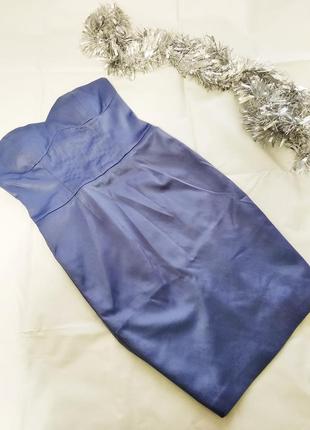 Вечірня ошатна міді сукня корсет бандо бюсти сизого кольору пуш ап 2023 20244 фото