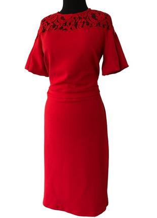 Нарядное платье миди насыщенного красного цвета от exclusive
