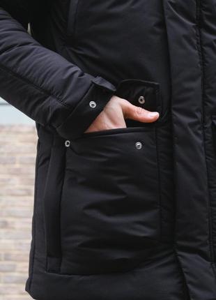 Парка зимняя мужская с мехом hot winter до -25 черная куртка удлиненная пальто зимнее мужское7 фото