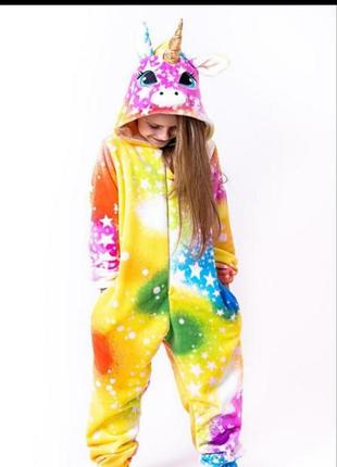 Кигуруми единорог плюшевый с карманами и капюшоном от 3 до 14 лет цены по размерам