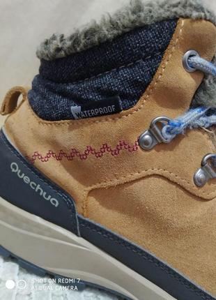 Кожаные утепленные водонепроницаемые ботинки quechua waterproof4 фото