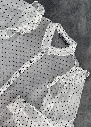 Прозрачная блуза с объемными рукавами2 фото